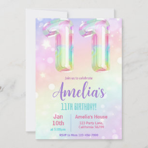 11.º Chica de la invitación por el cumpleaños 11