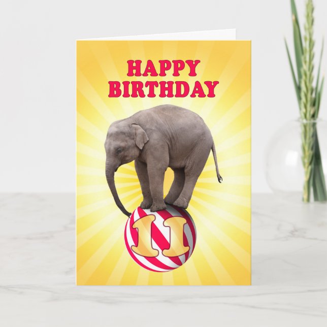 11 años, una tarjeta de cumpleaños de elefantes fe (Anverso)