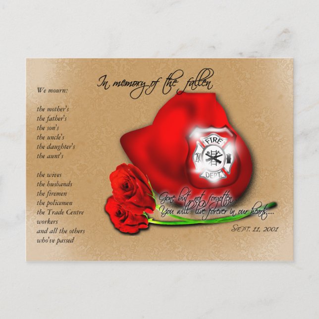 11 de septiembre 9/11 Postales conmemorativas (Anverso)
