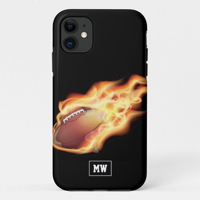 11 Funda para iPhone Case-Mate de rugby monogramada (Reverso)