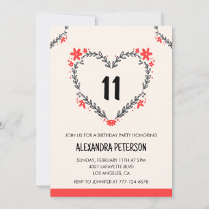 11 invitaciones de cumpleaños para su corazón flor