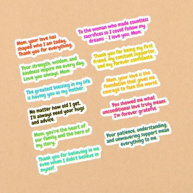 11 PIEZAS - Pegatinas de mensajes para mamás (Cita (Love Quote Stickers for moms)
