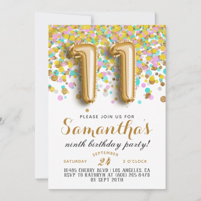11a. Invitación al Confetti de cumpleaños (Anverso)