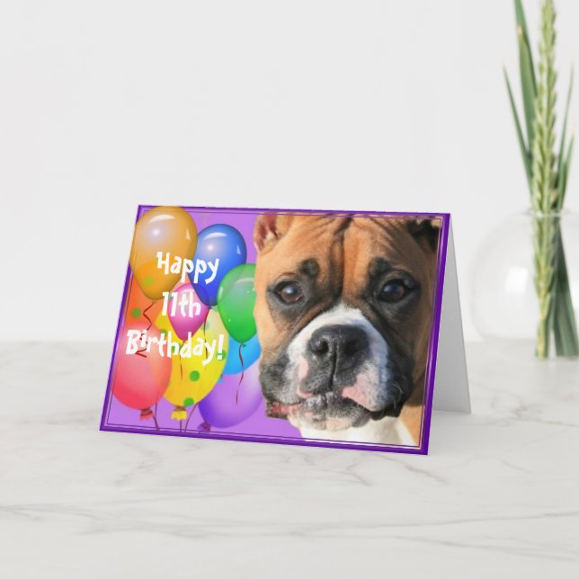 11ma tarjeta de felicitación feliz del perro del (Anverso)