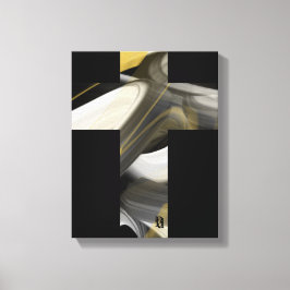 11x14" Arte abstracto de moda en lienzo negro blan