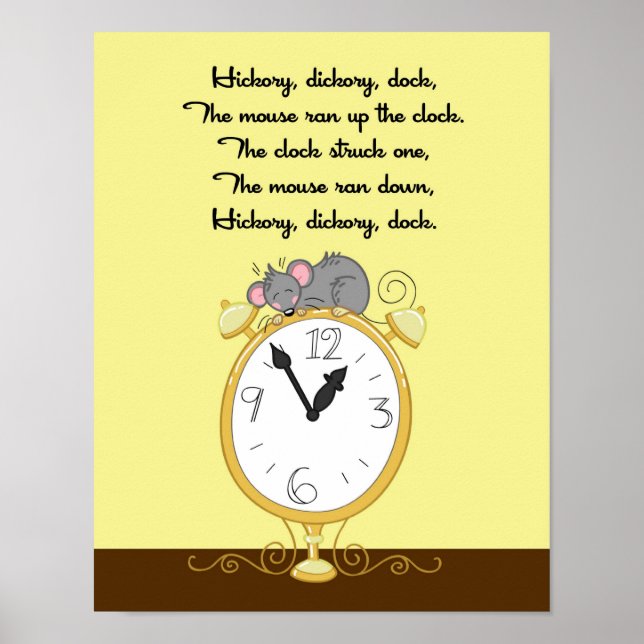 11x14 Hickory Dickor Dock Rhyme Niños Sala Arte Pa (Frente)