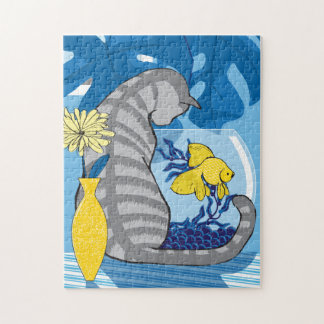 11x14 Rompecabezas del gato y el pez dorado para p