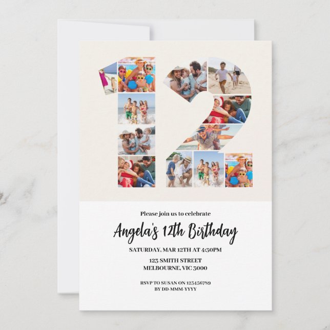 12ª invitación de cumpleaños - número 12 (Anverso)