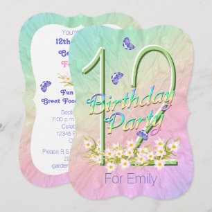 12.ª fiesta de cumpleaños invitaciones al jardín a
