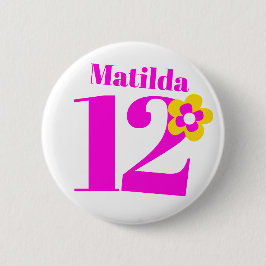 12.ª insignia de botón de alfiler rosa para chicas