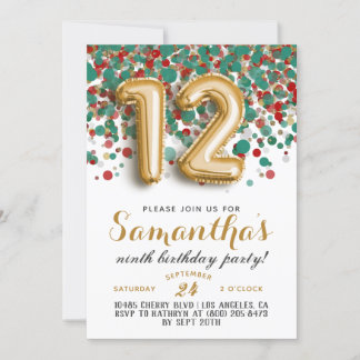 12.ª Invitación a Confetti de Cumpleaños