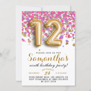 12.ª Invitación a Confetti de Cumpleaños