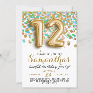 12.ª Invitación a Confetti de Cumpleaños