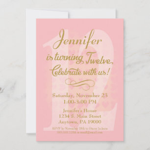 12.ª invitación de cumpleaños Chicas de oro rosado