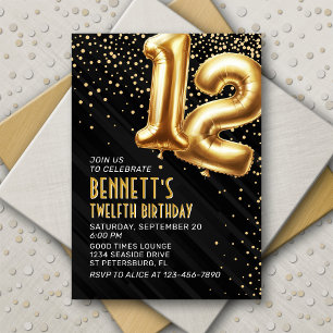 12.ª invitación de oro negro a los cumpleaños