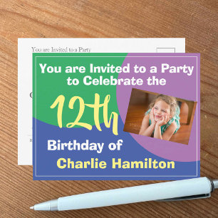 12.ª invitación por cumpleaños con postal fotográf