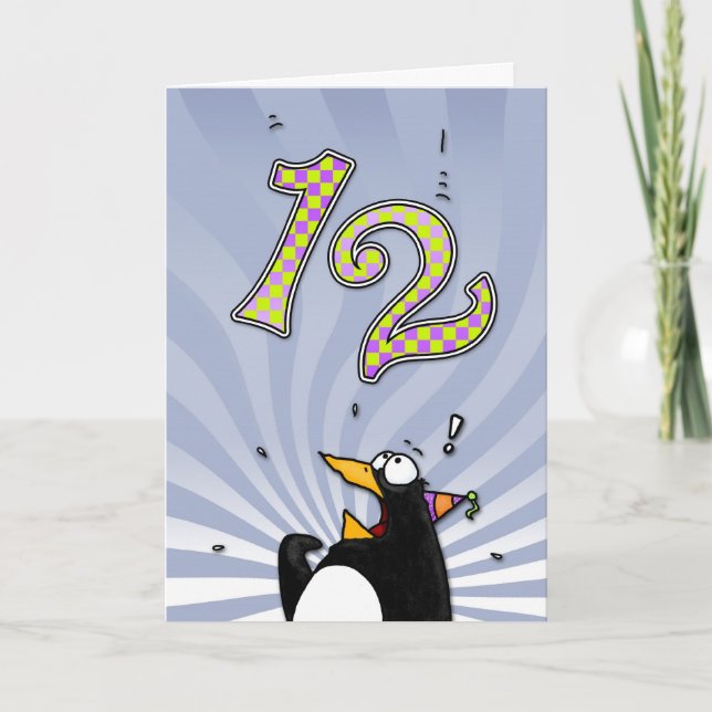 12.º cumpleaños - Tarjeta de sorpresa para pingüin (Anverso)