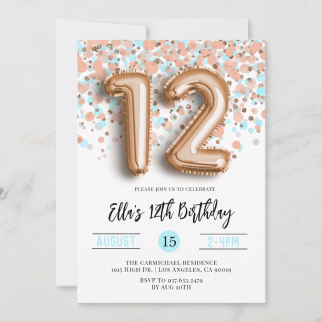 12.º Rosa Invitación a los cumpleaños de oro (Anverso)