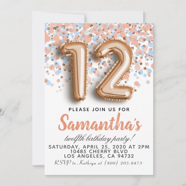 12.º Rosa Invitación a los cumpleaños de oro (Anverso)