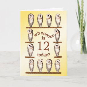 12 años, tarjeta Curious owls.