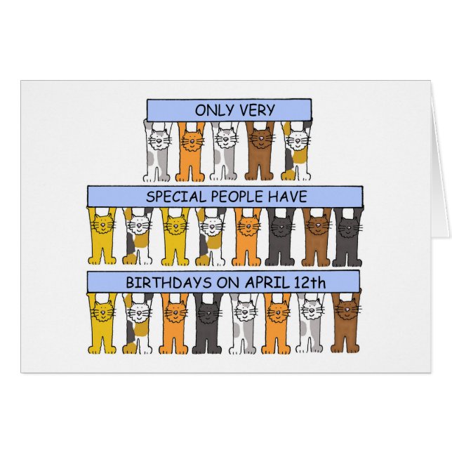 12 de abril gatos Personalizados de cumpleaños (Anverso (Horizontal))
