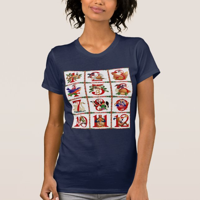 12 Días De Navidades Quilt Print Gifts Camisetas (Anverso)