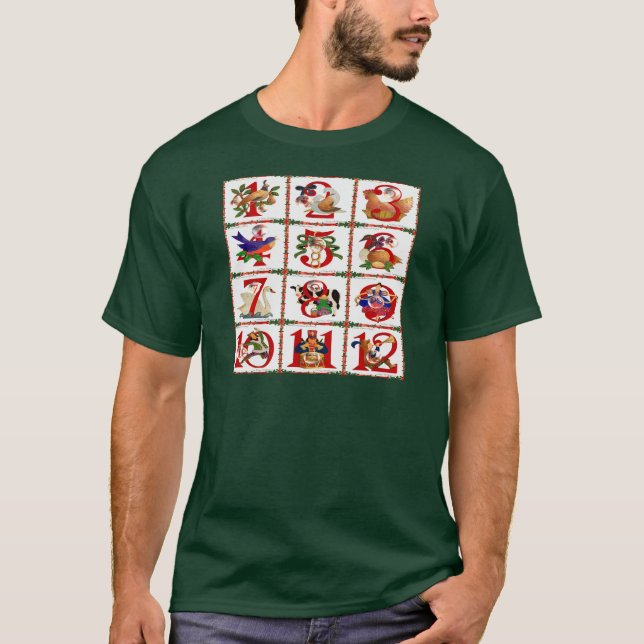 12 Días De Navidades Quilt Print Gifts Camisetas (Anverso)