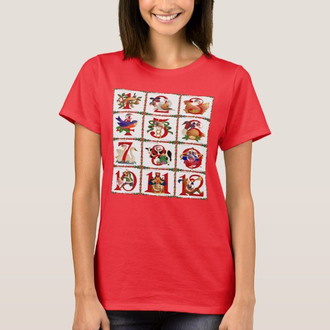 12 Días De Navidades Quilt Print Gifts Camisetas (Anverso)