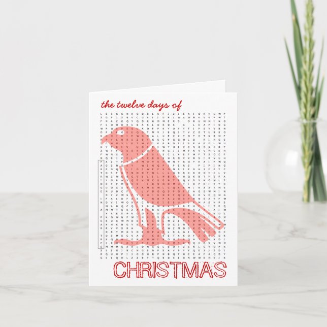 12 Días De Navidades Tarjeta De Búsqueda De Palabr (Anverso)