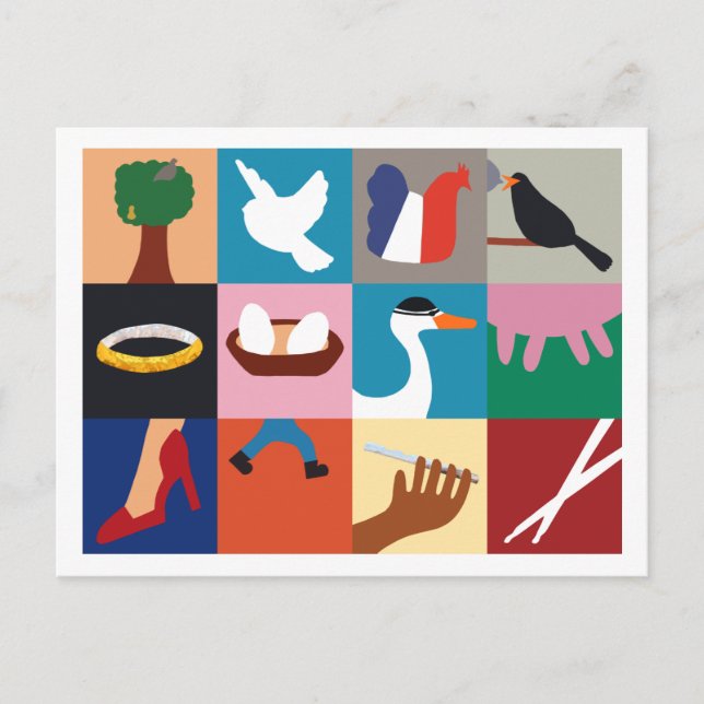 12 días de postal del día de fiesta del navidad (Anverso)