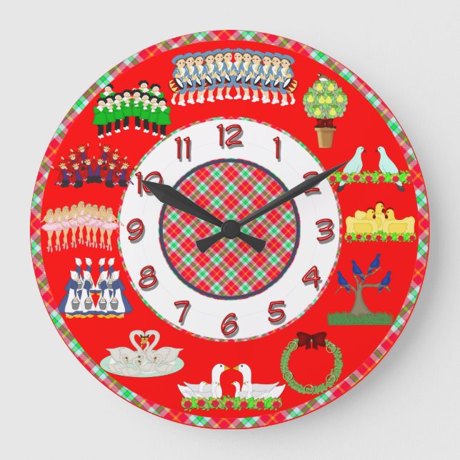 12 días de rojo y de blanco del reloj del navidad (Anverso)