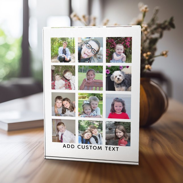 12 Foto Collage de Instagram - blanco con tipo neg (12 Photo Collage personalized home plaque)