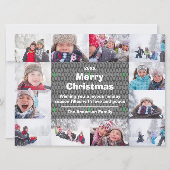 12 Foto Collage navideño - Tarjeta de Navidades 6x (Anverso)