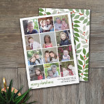 12 Foto Feliz Navidad con sabio respaldo botánico<br><div class="desc">Usar 12 fotos cuadradas con el sujeto centrado. El collage de 12 fotos de la cuadrícula usa fotos cuadradas apiladas para agregar varias fotos. Para obtener los mejores resultados, recortar las fotos antes de subir. En la parte trasera se ha dispuesto un moderno dibujo de hojas y bayas en verdes...</div>
