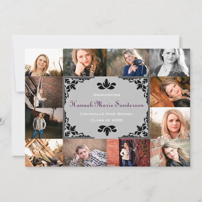 12 Fotos Collage de Graduación - Invitación de Gra (Anverso)