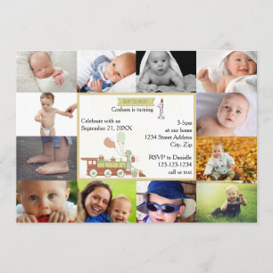 12 Fotos Tren de cumpleaños rojo - Invitación de c