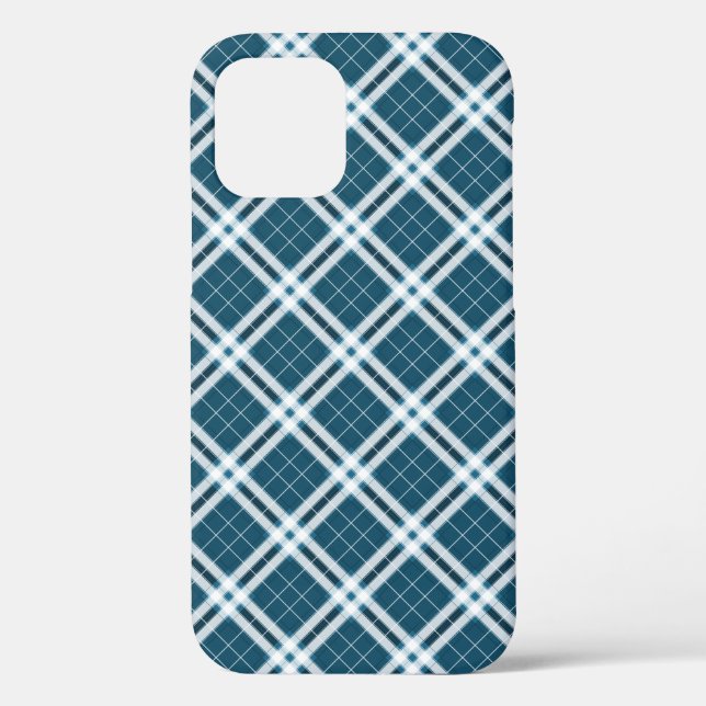 12 Funda para iPhone Case-Mate de tartán en azul y bl (Reverso )