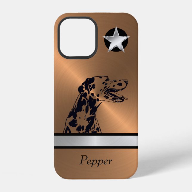 12 Funda para iPhone de perro dálmata de cobre/silver (Reverso )