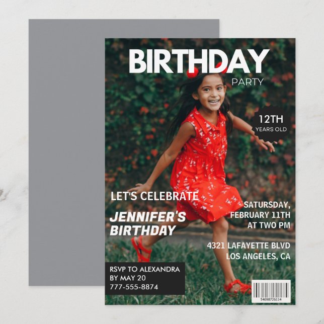 12 invitaciones de cumpleaños para su portada de l (Anverso / Reverso)