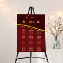 12 Mesa BODA CHINO ASIENTO GRÁFICO Oro Rojo