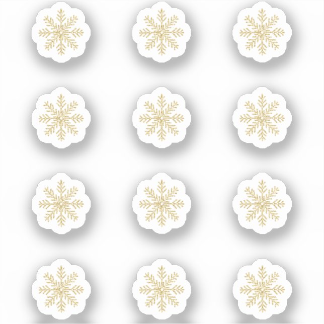12 Mini Pegatinas de copos de nieve de oro (Anverso)