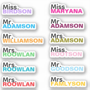 (12 Pack Colorido) Etiquetas Personalizadas con el