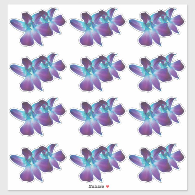 12 Pegatinas de Flor de Orquídea Dendrobium Azul K (Hoja)
