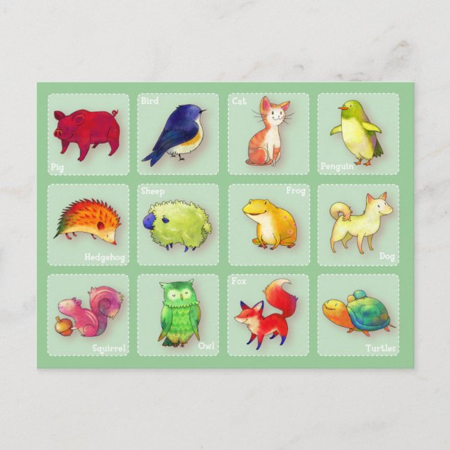12 Postal de animales (Personalizable) -horizontal (Anverso)