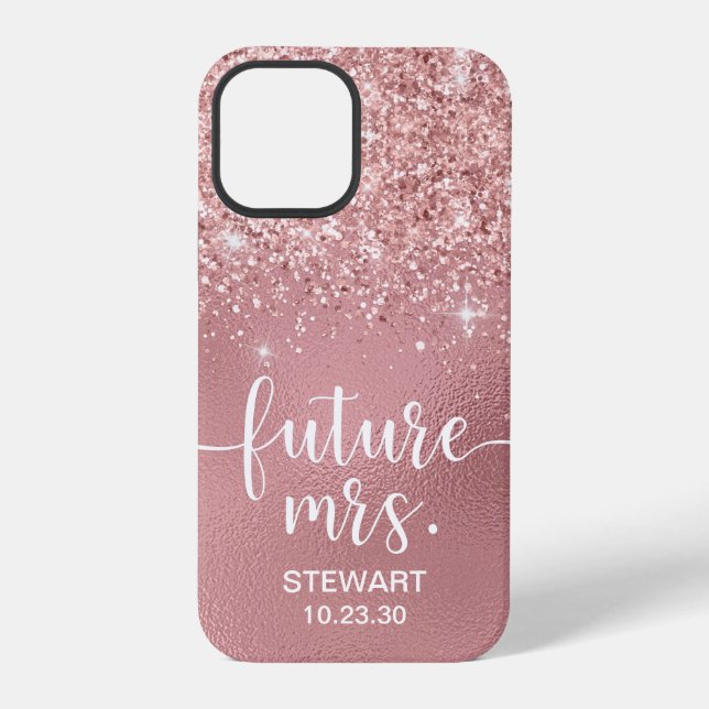 12 Pro Funda para iPhone Rose Gold Future Mrs Glitter Cas (Reverso )