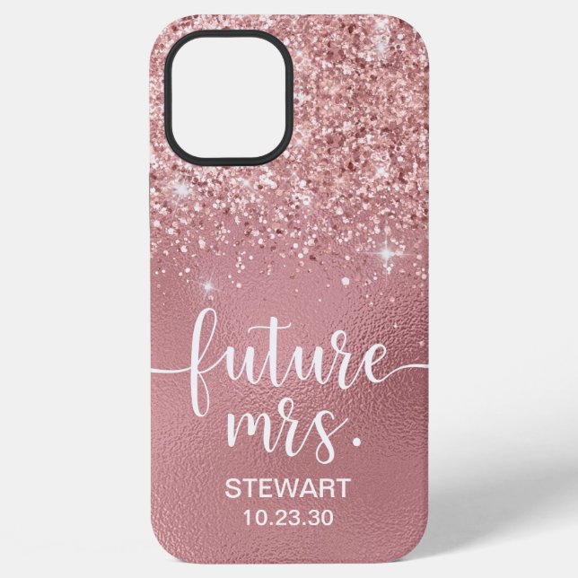 12 Pro Max Funda para iPhone de oro rosa Future Mrs Glitter C (Reverso )