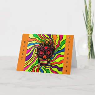 12 - Tarjeta de Halloween de Calavera Neon