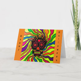 12 - Tarjeta de Halloween de Calavera Neon