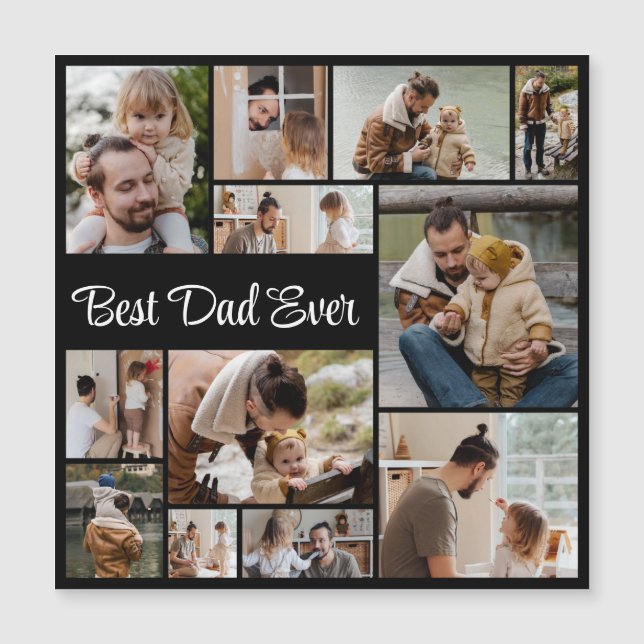 12 Tarjeta Magnética del Mejor Papá De Collage de  (Anverso)