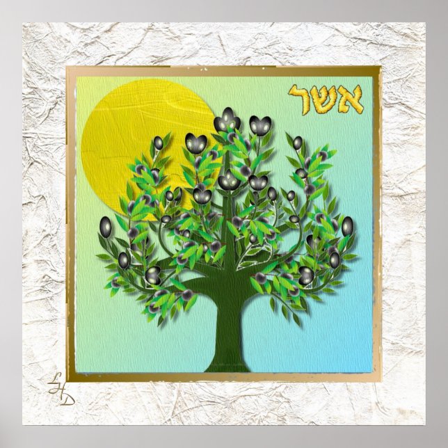 12 Tribus de Israel Asher Impresión Cartel (Frente)